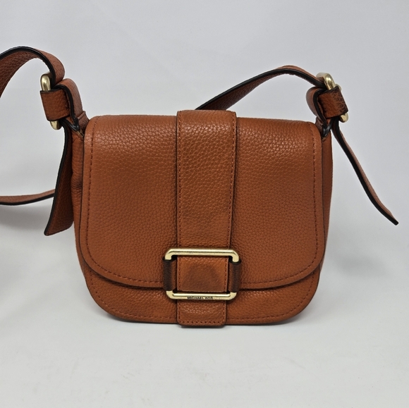 MICHAEL KORS MAXINE LEATHER SADDLE BAG CROSSBODY PURSE BURNT ORANGE WOMEN *FLAW* - Picture 4 of 15